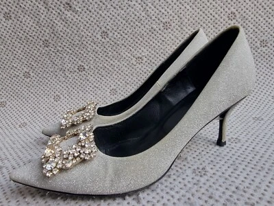 Roger Vivier Strass pumps in glittered fabric embellished with a jewelled buckle - Image 1 of 4