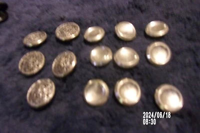 14 VINTAGE METAL  BUTTONS-5 ARE SAME3/4'' AND  9 ARE THE1/2    SAME ALL METAL - Image 1 of 4