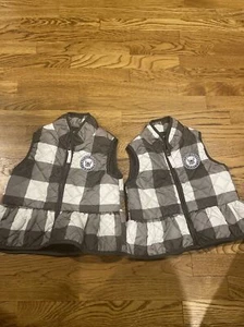 2 Girls Military US Navy Puff Plaid vest 3t 4t Lot - Picture 1 of 2