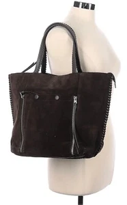 ALL SAINTS Fleur de Lis East West Suede Plum Purple Tote Satchel Crossbody Bag - Picture 1 of 15