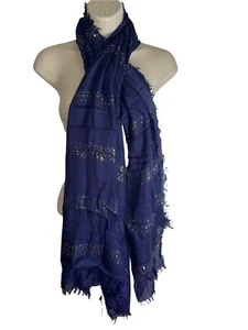 Vince Camuto marineblau mit Gold Metallic Streifen Halstuch mit Fransen Einzelhandel $ 36,00 - Bild 1 von 12