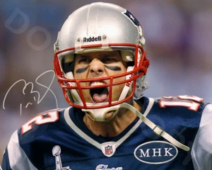 Foto autografiada por Tom Brady 8x10 firmada reimpresión de los New England Patriots Let's Go - Imagen 1 de 2