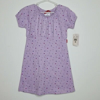 NUEVO Vestido Espirit Niñas Púrpura Floral SS Algodón Talla M Foto 1 de 4