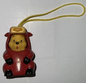 Winnie The Pooh Dressed In A Red Bull Cow Costume 2  1/4" Tall Toy Strap - Picture 1 of 2