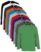 Manica Lunga Cotone Grigio Verde Rosso Blu Arancione Maglietta S-XXXL +4XL+5XL