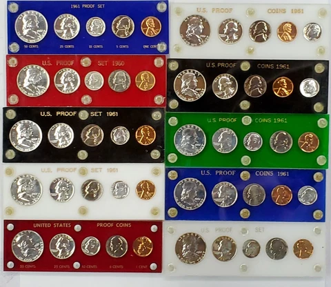 1961 US Silver Proof Set In Plastic Holder - Set of 10 Cover