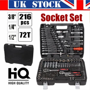 Professional 216 PCS Ratchet Spanner Socket Set 1/2" 1/4" 3/8" Tool Kit Wrench - Picture 1 of 9