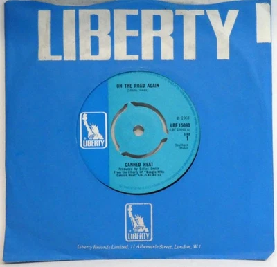 Canned Heat – On The Road Again , Vinyl 7" Single 45 RPM UK 1968 Blues Rock - Image 1 of 4