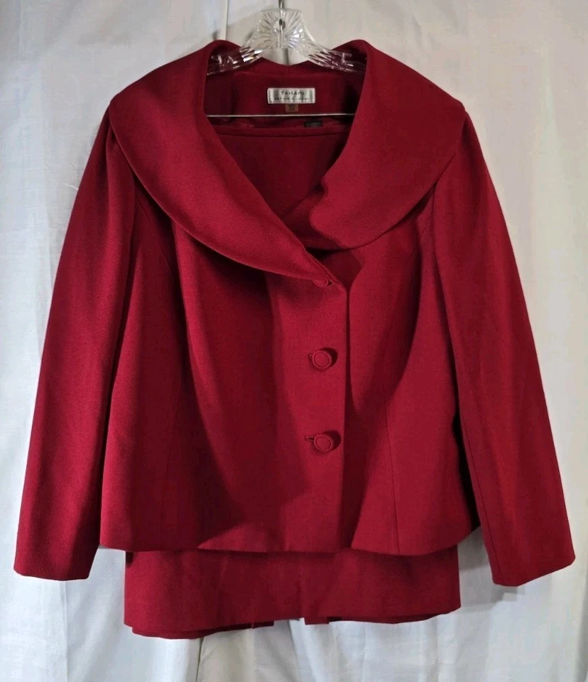 Tahari ASL юбка костюм женщин Sz 20W 2 изделия принцев воротник карьера бизнес красный - Изображение 1 из 4