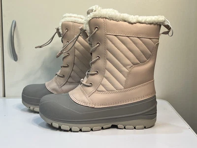 Kids Snow Boots WaterproofInsulated Faux Fur Warm NonSlip Elastic Lacing Size 3 - Image 1 of 4