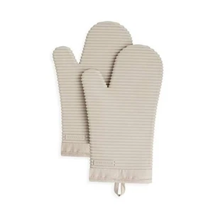  Gerippter weicher Silikon Ofenhandschuh 2er Pack Set 7,5"x13" Milchshake - Bild 1 von 4