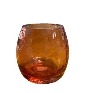 Candelabros de luz de té votivos Partylite ámbar vidrio agrietado 3 pulgadas - Imagen 1 de 6