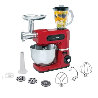 Impastatrice planetaria con tritacarne e frullatore 1500 W rosso - Immagine 1 di 3