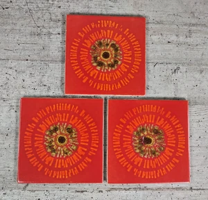 Menge 3 Vintage Vitroceramica Keramikfliese Orange Grün Auge Hergestellt in Spanien 4,25" - Bild 1 von 6
