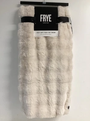 NWT FRYE Faux Fur Oversized Throw Blanket 50" x 70" Reversible Champagne Ivory￼￼ - Image 1 of 4