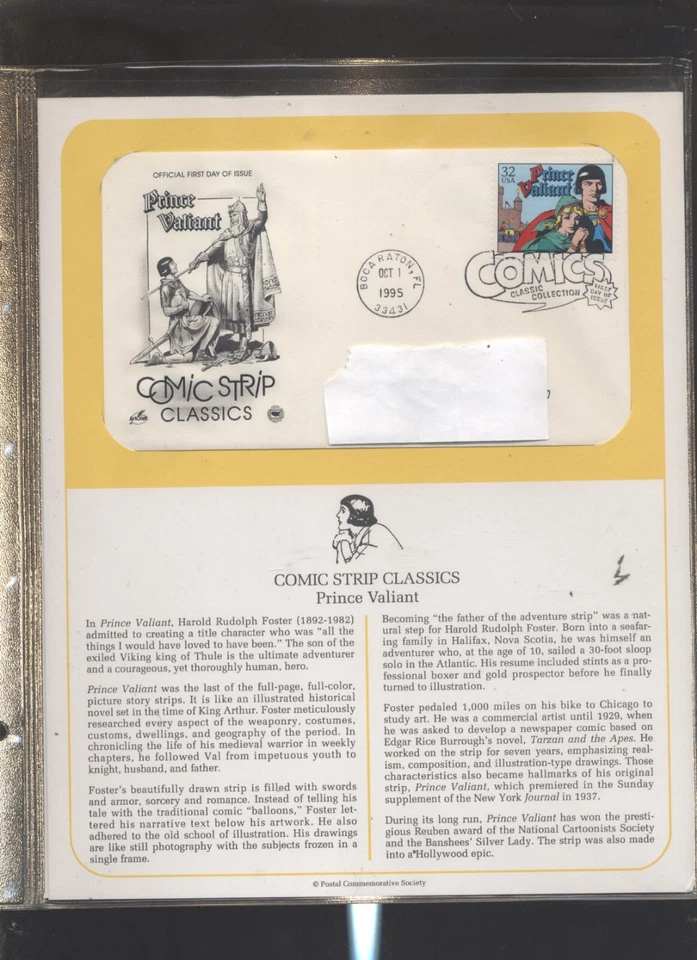 PRINCE VALIANT - First Day Of Issue  OCTOBER 1 1995 COMICS CLASSIC COLLECTION - Image 1 of 1