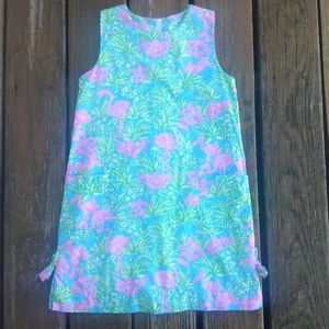 Lilly Pulitzer Girls Dress Sz 8 Pink Flamingo White Label Tag Classic Shift Vtg - Picture 1 of 5