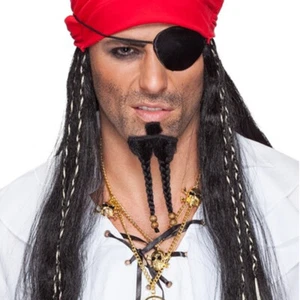 Falscher Piratenbart mit Perlen Jack Sparrow Fake-Bart Seeräuber mit Bartperlen - Bild 1 von 1