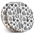 2 x Coasters bw - Cactus Plant Drawings Cacti Plant  #42384