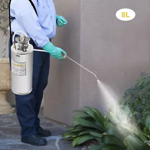 8l Sprayer Stainless Steel For Pesticide Clean And Sanitizing Silver W/1.2m Hose - Picture 1 of 19