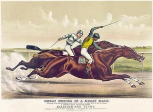 Great Horses In A Great Race - Salvator & Tenny - 1891 - Horse Racing Magnet - Picture 1 of 2