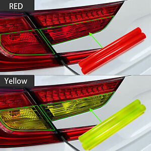 12'x48" Lucifer Yellow + Red Headlight Taillight protector Tint Vinyl Film Decal