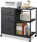 Home Office 3Drawer Mobile File Cabinet Rolling Printer Stand With Storage Shelf