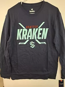Seattle Kraken Hockey Men’s Large Navy Crew Neck Long Sleeve Tee NWT Fanatics - Picture 1 of 3