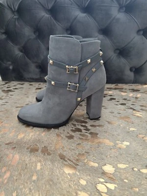 Valentino Garavani Gris/Azul Rockstud Bloque Botines Talla 38.5 Nuevo Foto 1 de 4