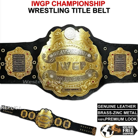 IWGP V4 Heavyweight Wrestling Championship Replica Tittle Belt 4mm Brass Stacked Cover