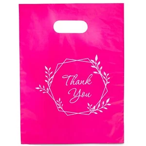 100 Pcs Thank You Plastic Shopping Bags for Retail Boutique Merchandise Business - Picture 1 of 8