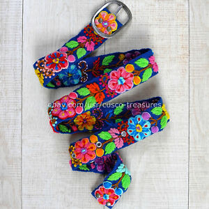 Embroidered belt peruvian floral colorful belt boho, belt ethnic wool perugürtel