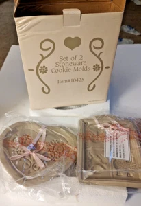 STONEWARE Cookie Baking Art Heart Animals Molds ABC Lot of 2 NIB - Bild 1 von 5