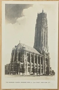RPPC Real Photo Postcard Riverside Church New York City Riverside Dr & 122nd St - Picture 1 of 2