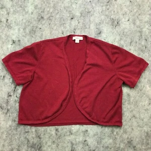 Coldwater Creek Sweater Womens Petite Large Red Short Sleeve Cardigan - Picture 1 of 11
