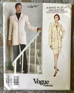 Vogue Designer Anne Klein 1417 Pattern - Long Jacket Skirt Pants  Sz 12-14-16 UC - Picture 1 of 3