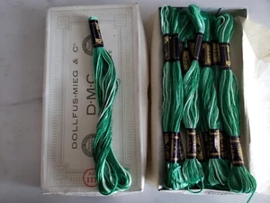 Vintage Box of 11 green shades # 125 DMC Stranded Embroidery Mouline Special - Picture 1 of 5
