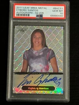 2011 Leaf Metal MMA Silver Autograph Cris Cyborg (Santos) /50 PSA 10 (pop:1) - Image 1 of 2