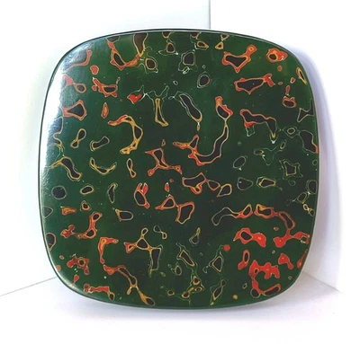 Japanese Lacquerware Tsugaru-nuri Green TEAPOT STAND 3½" (9 cm) With Box & Card - Image 1 of 4