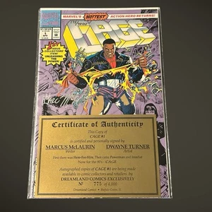 Cage #1 signiert von Marcus McLaurin & Dwayne Turner mit Echtheitszertifikat Marvel Comics 1992 fast neuwertig - Bild 1 von 11