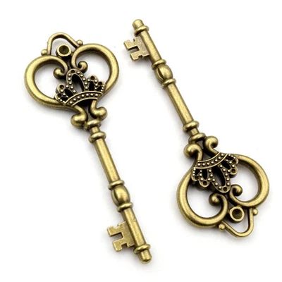 1 peça pingente chave charme 84x33mm antigo bronze folheado a prata colar faça você mesmo joias - Imagem 1 de 4