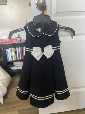 Vestido de Fiesta Bonnie Jean Marinero Náutico Azul Marino Pascua Sin Mangas Niñas 3T Foto 1 de 4
