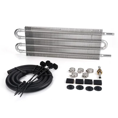Aluminum Transmission Oil Cooler + Hose /Mounting Kit 4 Row Radiator Auto-Manual Foto 1 de 4