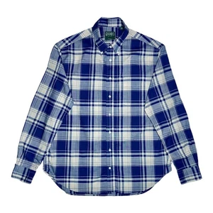 Gitman Bros Vintage Men's XL Plaid Button-Up Blue Shirt Cotton Made in USA - Picture 1 of 9