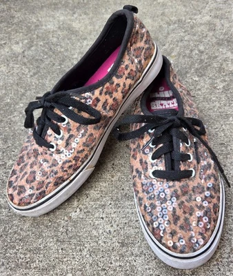 Zapatillas deportivas Airspeed Less Sleep More de skate para mujer con estampado de leopardo y lentejuelas talla 5 Foto 1 de 4