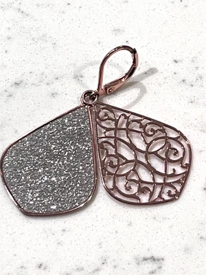 Pendientes Origami Búho Oro Rosa/Filigrana Champán Lágrima Palanca Foto 1 de 4