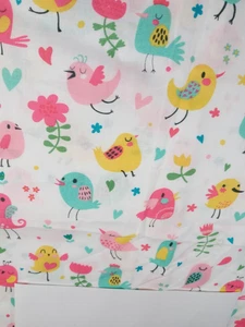 Fabric Ivory Background Colorful Cute Birds 22" x 45"   100% Cotton - Picture 1 of 3