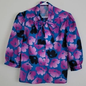 Unbranded Vintage Multicolored Blue & Purple Floral Blouse M - Picture 1 of 7