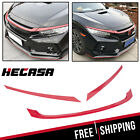 FOR 2016-2021 HONDA CIVIC JDM GLOSSY RED ABS FRONT GRILL TRIM COVER GARNISH- 3PC