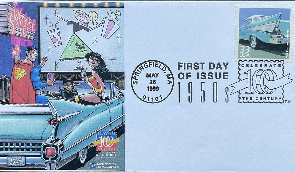GG (Gary Gozemba) Cachet 3187 CTC 50s Tail Fins and Chrome Superman Wonder Woman - Image 1 of 1